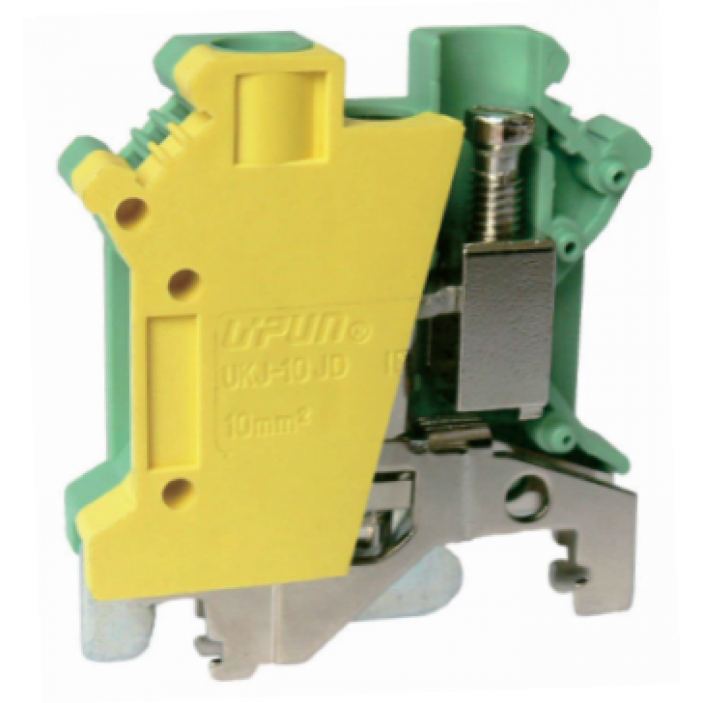 Изображение товара Заземляющая клемма UKJ-10JD винтовой монтаж 10 мм кв цвет желто-зеленый