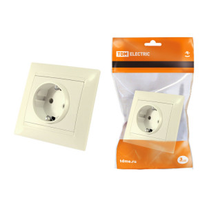 Розетка 2П+З 16А 250В с защ. шт. сл. кость "Лама" SQ1815-0111