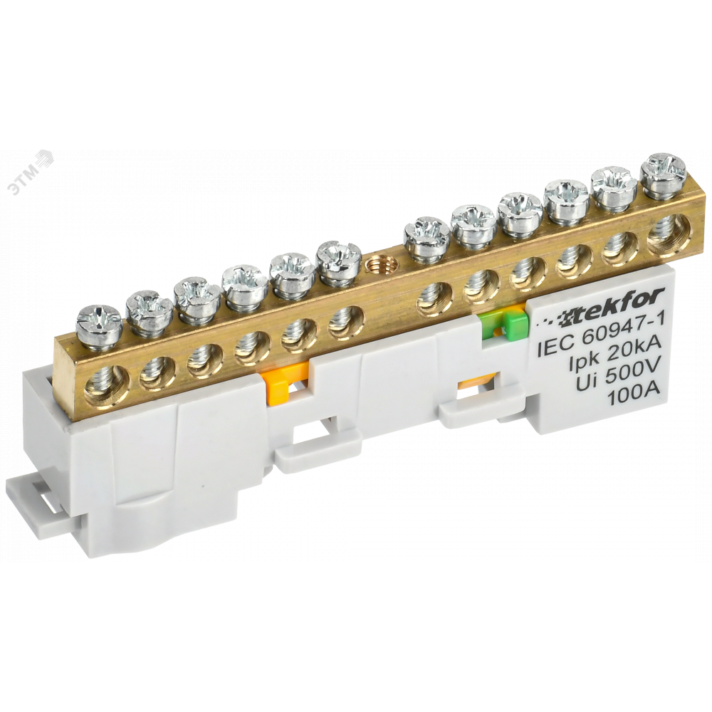 Изображение товара Шина заземления PE неизолированная 12 контактов 6х9 IEK TF-NN10-12-DL-K05