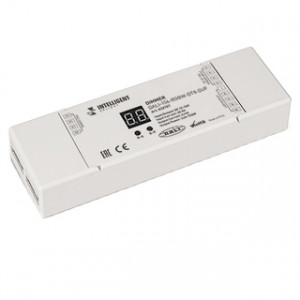 INTELLIGENT ARLIGHT Диммер DALI-104-RGBW-DT8-SUF (12-36V, 4х5А) 026757, диммер DALI DT8 для RGB(W) светодиодных лент. 1 адрес устройства, 4 раздельных канала управления. Частота ШИМ 3300Гц. Питание/выход DC 12-36V, ток нагрузки 4x5A, максимальная суммарная мощность нагрузки 240-720W. Размер 170x53.4x28 мм. Заменяется на 03815