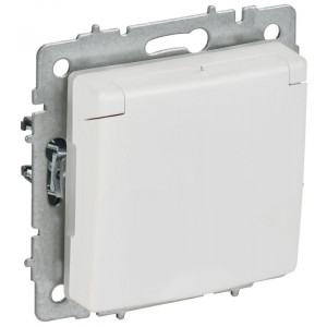 BRITE Розетка 1-местная с заземлением с защитными шторками и крышкой 16А IP44 РСбш10-3-44-БрАБ арктический белый IEK BR-R16-16-44-K91