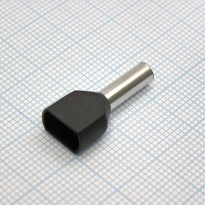 TE  4012 Black, наконечник кабельный торцевой сдвоенный трубчатый с изоляцией, L=23.1/12мм, провод 2х4.0мм2
