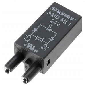 Модуль AMD-ML1 24V, Модуль для реле, 24VAC/DC, зеленый светодиод, варистор, цвет: черный, для колодок: SRU, SKF14, SKC, SKB, STB, SRC*-E, SRB, GZT, GZM, GZS, GZMB, ES32