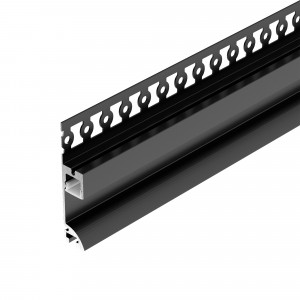 Профиль PLINTUS-FANTOM-L-2000 BLACK 041213, Алюминиевый профиль-плинтус для светодиодных лент и линеек. Цвет - черный RAL9005 (порошковая окраска). Габаритные размеры (LхWхH): 2000x12,8x60 мм. Ширина площадки для ленты 9,2 мм. Аксессуары приобретаются отдельно. Цена за метр.