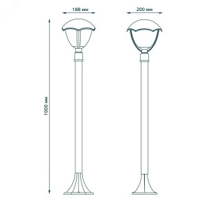 Светильник Aura 1х60Вт E27 IP54 170-240В 200х200х1000мм НТУ столб садово-парковый GAUSS GD030