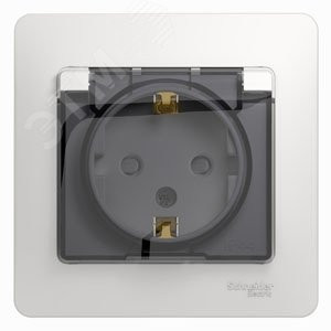 Розетка 1-м СП Glossa 16А IP44 с заземл. защ. шторки с крышкой в сборе бел. SE GSL000148