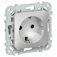 FLITE Розетка с заземлением без защитных шторок безвинтовое крепление 16А РС11-1-ФлА алюминий IEK FI-R11-16-1-K47