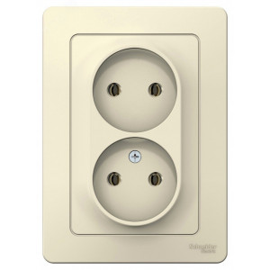 Розетка 2-м СП Blanca 16А IP20 250В без заземл. без защ. шторок молоч. SE BLNRS000022