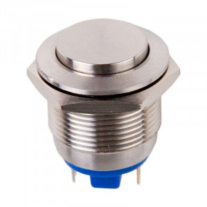 PBS-28B-4, Кнопка антивандальная d19 3A 250B (2c) OFF-(ON) выпуклая без фикс.