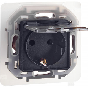 Розетка 1-м СП Inspiria 16А IP44 250В 2P+E защ. шторки с крышкой немецк. стандарт механизм антрацит Leg 673743