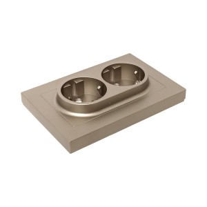 Механизм розетки двойной, 16А, с заземлением, без шторок, с рамкой, шампань Эпика EKF UP1-SOC-210