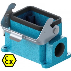 Закрытое основание разъема EX 70.331.0636.0, Основание разъема на панель, закрытое, типоразмер 6B, взрывозащищита, с уплотнителем, 1 кабельный ввод M20x1,5, IP54, с левым расположением, с одной защелкой, без защитной крышки, материал корпуса: цинковый сплав