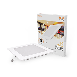 Светодиодный встраиваемый светильник ультратонкий квадратный IP20 15W 2700K 1/20 940111115