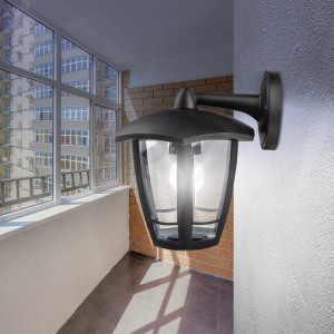 Светильник садово-парковый 6гран черный настенный вниз E27 IP44(У1) НБУ 07-40-004 «Дели 3» (8/96) Б0051188