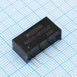 AM2DS-0515SJZ, DC/DC, 2Вт, вход 4.5…5.5В, выход 15В/0.013…0.133А, изоляция 1000В DC, КПД 86%, максимальная емкостная нагрузка не более 560мкФ, SIP7, 19.65x7.05x10.16мм, -40…105°C, пластик