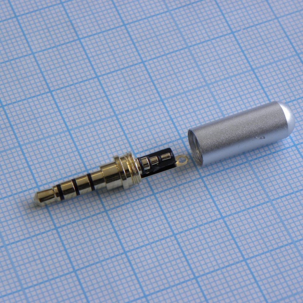 Изображение товара TRRS 3.5S мини штекер 4-контактный серебристый металлический монтаж на кабель