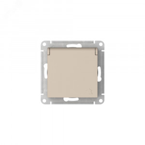 ATLASDESIGN РОЗЕТКА с заземл. со шторк. с крышкой, 16А,IP20,мех., быстрозажимные клеммы, ПЕСОЧНЫЙ ATN001246S