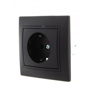 Розетка 1-м СП Mira с заземл. керамика черн. бархат 701-4242-122
