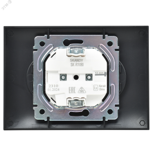 SKANDY Розетка 2-местная без заземления без защитных шторок 10А в сборе SK-R10Bl черный IEK SK-R20-10-K02-F