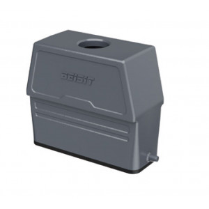 Крышка разъема H16A-TO-2P-M20, Крышка разъема на кабель, типоразмер 16A, с уплотнителем, 1 отверстие с резьбой для кабельных вводов M20x1,5, с верхним расположением, без защелки (упоры под одну защелку), материал корпуса: алюминиевый сплав