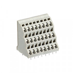 Клемма 8291 DFK/8/24 OB, Клемма, 3 этажа, подвод кабеля 45 град., на плату, шаг: 5.08 мм, 24 полюса, фиксация провода пружинная, исполнение: без маркировки, 250V, 12A, цвет: серый