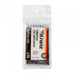 Сверло по металлу 5,0х86х52 мм HSS (10 шт. в упаковке) DIN 338 KR-91-0618