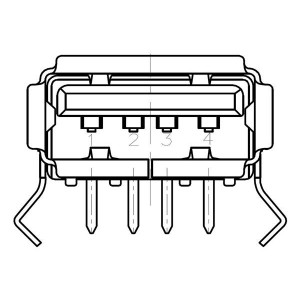 292303-6, USB-коннекторы USB A R/A RCPT T/H