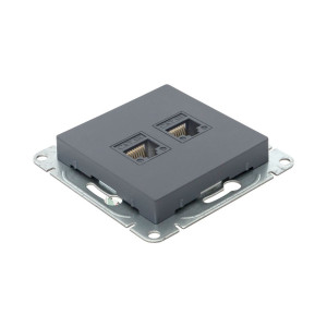 Механизм розетки RJ45 - 2шт, (cat5), графит Эпика EKF UP1-SOG-2RJ45-5