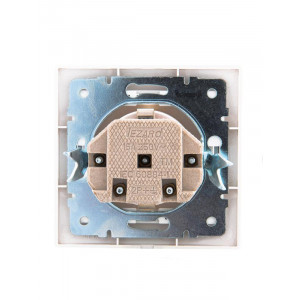 Розетка 1-м СП Mira 16А IP20 с заземл. защ. шторки с сер. вставкой керамика бел. 701-0215-124