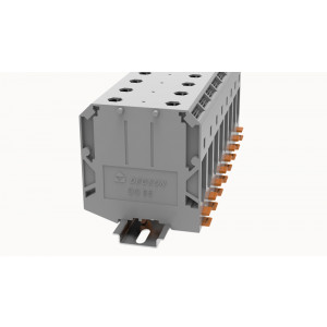 Проходная клемма DC95-01P-11-00Z(H), Проходная клемма, тип фиксации провода: винтовой, номинальное сечение: 95 мм кв., 232A, 1000V, ширина: 25 мм, цвет: серый, тип монтажа: DIN35, втычная перемычка,