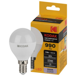 Лампочка светодиодная Kodak LED KODAK P45-11W-865-E14 E14 / Е14 11Вт шар холодный дневной свет(кр.1шт) [Б0057619]