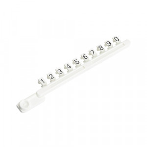 Гребенка с шильдиками 9704 A/1-0 B, Гребенка составных шильдиков, боковая / верхняя, 10 шильдиков, нанесенные символы: 1,2, ... ,0 цвет: белый