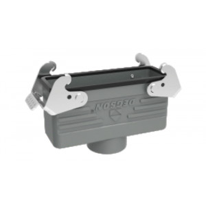 Крышка разъема D24B-CCT-2L-M25, Крышка разъема на кабель, типоразмер 24B, с уплотнителем, 1 отверстие с резьбой для кабельных вводов M25x1,5, с верхним расположением, с двумя защелками, материал корпуса: алюминиевый сплав