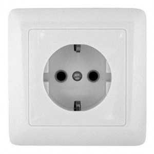 Розетка 1-м СП 1мод. Хит 16А IP20 250В с заземл. без защ. шторок бел. SE RS16-134-B