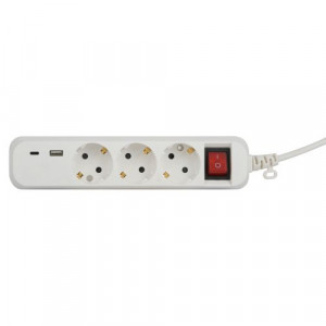 Удлинитель 3х1.5м с заземл. 10А +1xUSBA+1xUSBC с выкл. UB-3es-1.5m-USB Б0052897