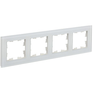 BRITE Рамка 4-мест. РУ-4-2-Бр стекло бел. матовый BR-M42-G-31-K01