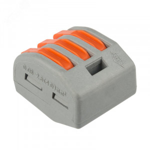 Клемма строительно-монтажная СМК 222-413 3-проводная 0.08-2.5/4кв.мм серая 07-5253-4