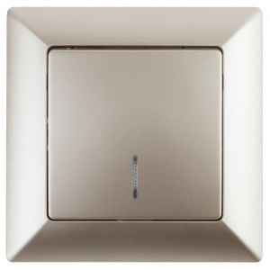 4-102-04 Выключатель с подсветкой, 10А-250В, СУ, Solo, шампань (10/200/2400) Б0043273