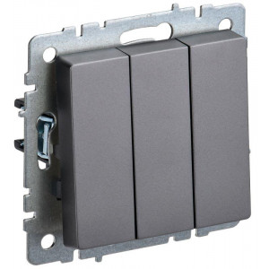 Выключатель 3-кл. СП BRITE ВС10-3-0-БрС 10А сталь BR-V30-0-10-K46