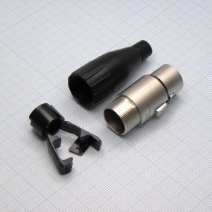 XLR 4F, на кабель, черный d=3-6.5мм, AC4F, гнездо Cannon 4х контактное, на кабель, черный пластиковый кожух для кабеля от3 до 6.5мм