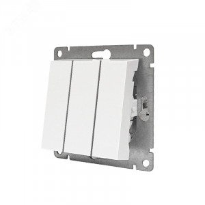 Выключатель трехклавишный UNIVersal серия Афина, с/у, 10А, 220В, механизм, белый (еврослот) A0043