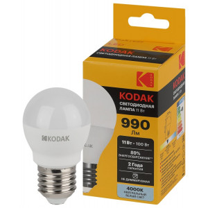 Лампочка светодиодная Kodak LED KODAK P45-11W-840-E27 E27 / Е27 11Вт шар нейтральный белый свет(кр.1шт) [Б0057621]