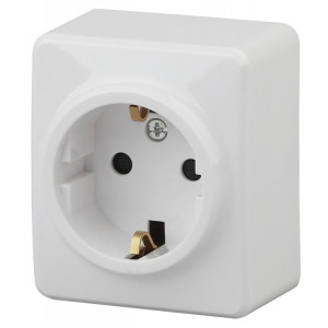 11-2204-01 Розетка 2P+E Schuko со шторками, 16A-250В, IP20, ОУ, Эксперт, белый (16/160/3200) Б0020688