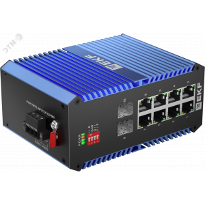 Промышленный неуправляемый коммутатор U-2GX/SFP-8GTP, 2 порта 1000Base-X SFP, 8 портов 10/100/1000Base-T(X) RJ45 c PoE, монтаж на динрейку TSX EKF [TSX-U-2GX/SFP-8GTP]