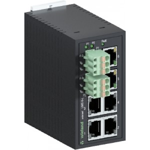 Коммутатор WIENET UMS 6-L, Коммутатор серии WieNet, неуправляемый, 6 портов RJ45 скорость передачи 100/1000 MBit/s, номинальное напряжение: 9-30 VDC, монтаж: на DIN рейку, материал корпуса: пластик