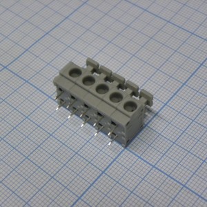 DG235-5.0-05P-11-00A(H), Нажимной безвинтовой клеммный блок 5 контактов. Зажим типа торцевой контакт. Серия DG235-5.0