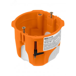 Установочная коробка СП D73х65 мм, 2-х компон., саморезы, пл. лапки, IP30, оранж., инд. штрихкод SQ1403-2001