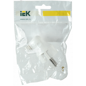 Вилка угловая ВПу11-01-Ст разборная с заземл. 16А бел. IEK EVP11-16-01-K01