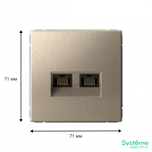 ARTGALLERY РОЗЕТКА двойная компьютерная RJ45+RJ45, кат. 5е, механизм, ШАМПАНЬ GAL000585