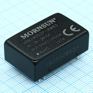 VRB2405ZP-6WR3, Преобразователь DC/DC мощность, Вт: 6 вход 24(18-36)В выход 5В изоляция: 1500В, 32.0*20.0*10.8мм